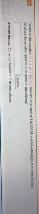 11:20 Based on the equation V - 4.29 + 143.3x,