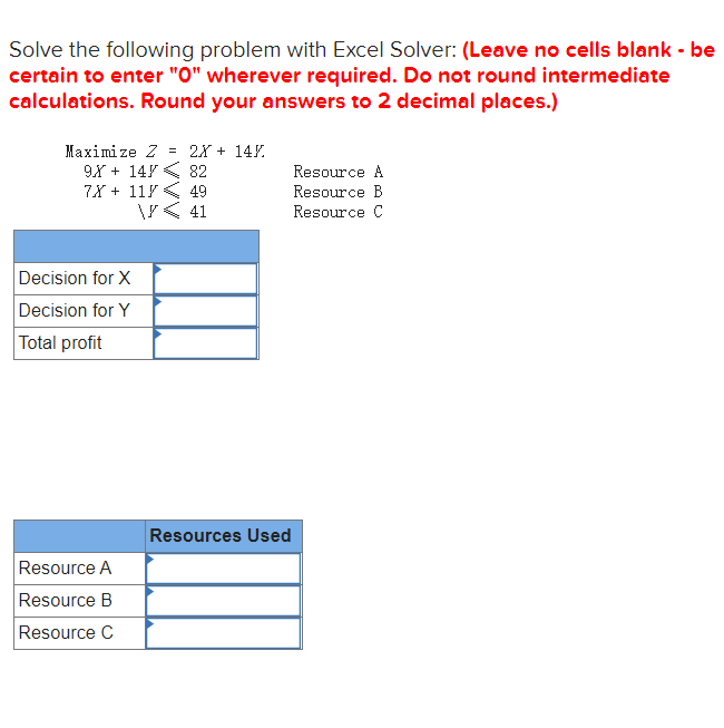 Solve the following problem with Excel Solver:
