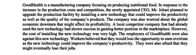 plz explain more Good Health is a manufacturing