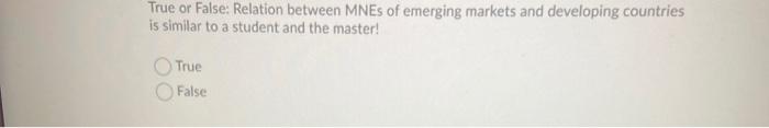 True or False: Relation between MNEs of emerging