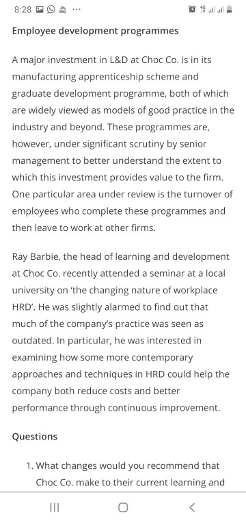 1. what changes would you recommend that choc co.