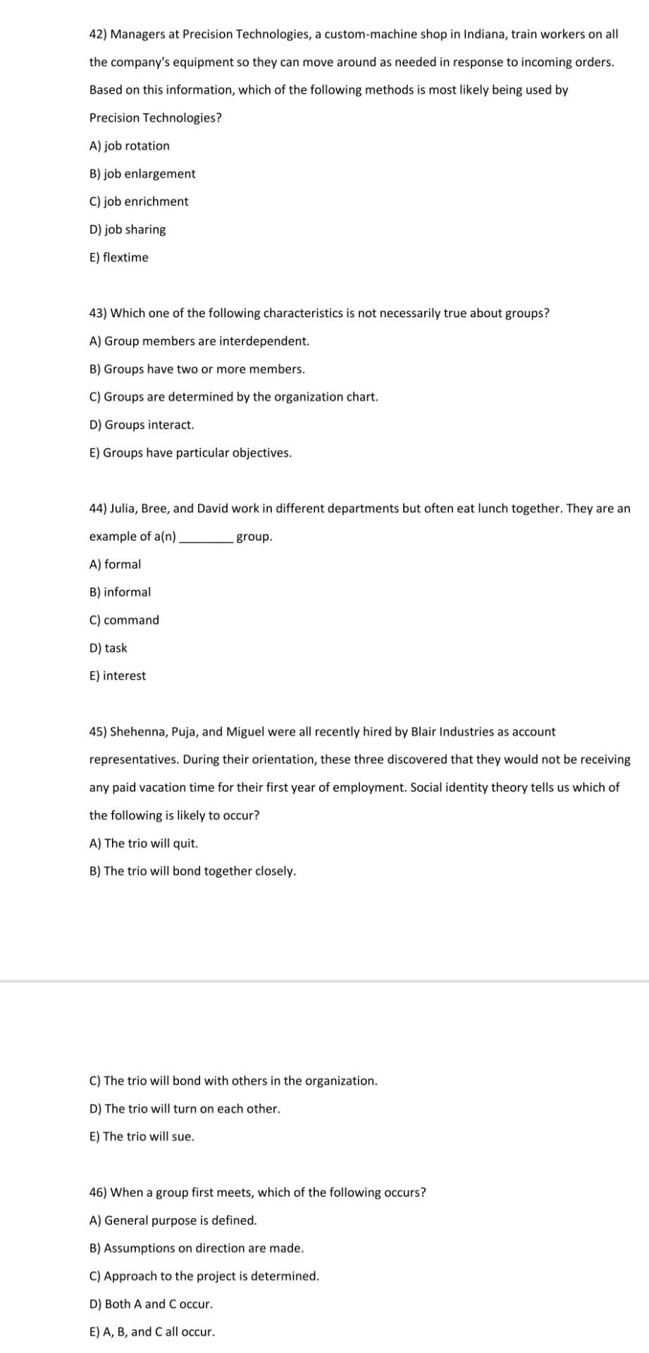 thank you 42) Managers at Precision Technologies,