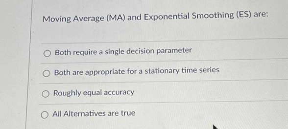 Moving Average (MA) and Exponential Smoothing