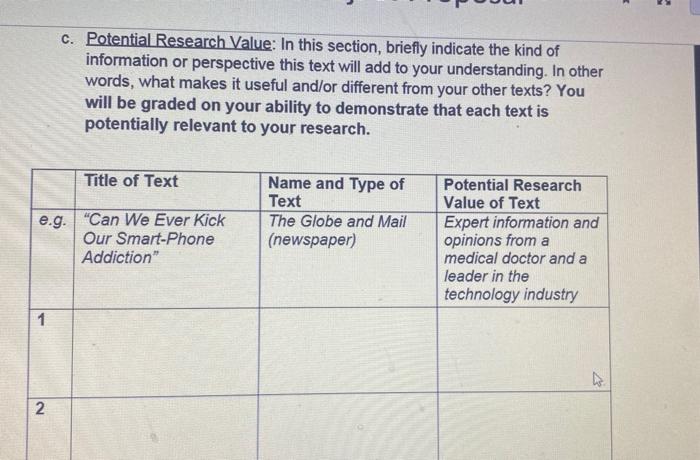 Research Project Proposal Assignment (10%) Your