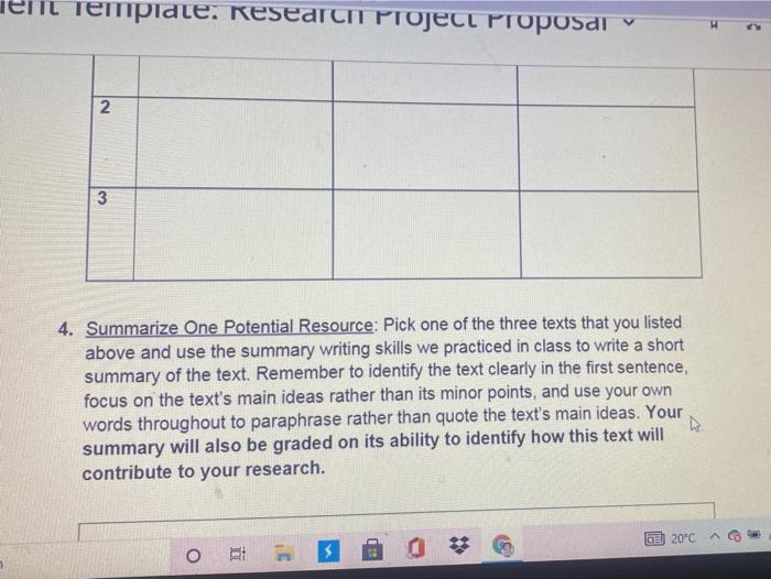 Research Project Proposal Assignment (10%) Your