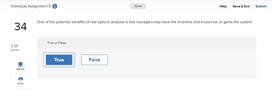 Individual Assignment 5 i Saved Help Save & Exit
