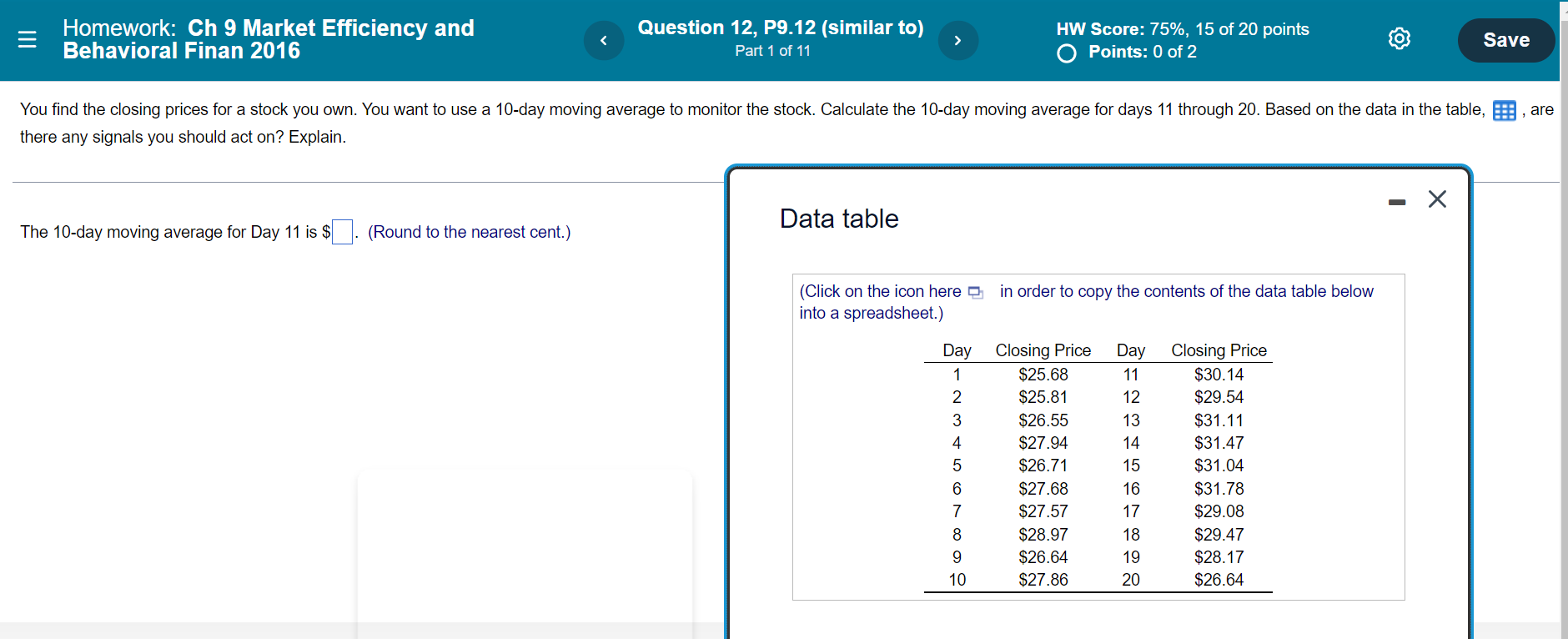 Homework: Ch 9 Market Efficiency and Behavioral