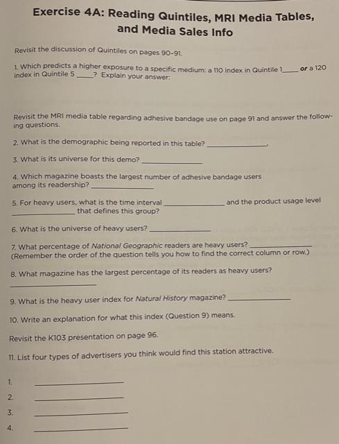 Questions: Page 90: Page 91: Exercise 4A: Reading