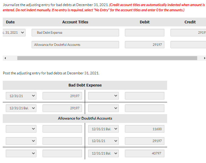 Presented below is an aging schedule for