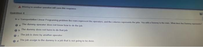 help on answer ! in a Transportation Linear