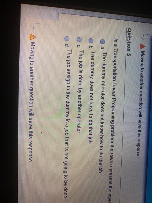 help on answer ! in a Transportation Linear