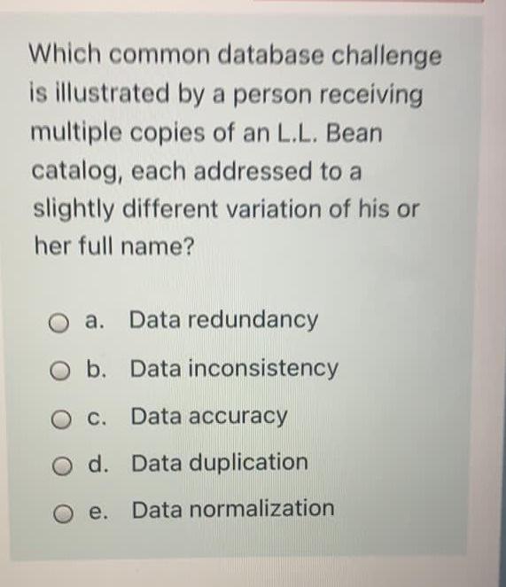 describes a A database database entity. a. value