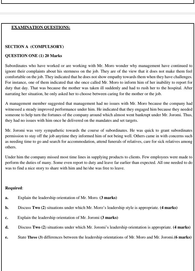 EXAMINATION QUESTIONS: SECTION A (COMPULSORY)