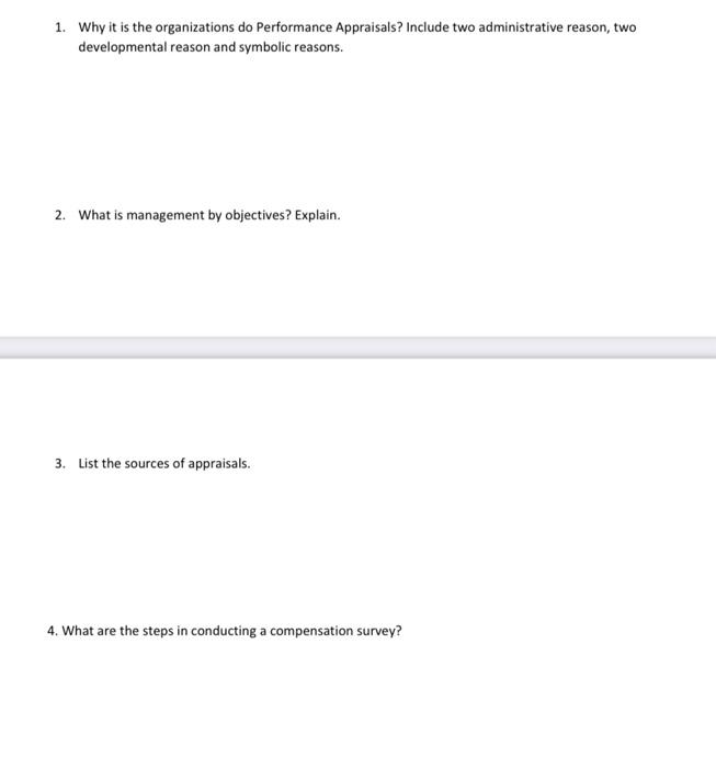 1. Why it is the organizations do Performance