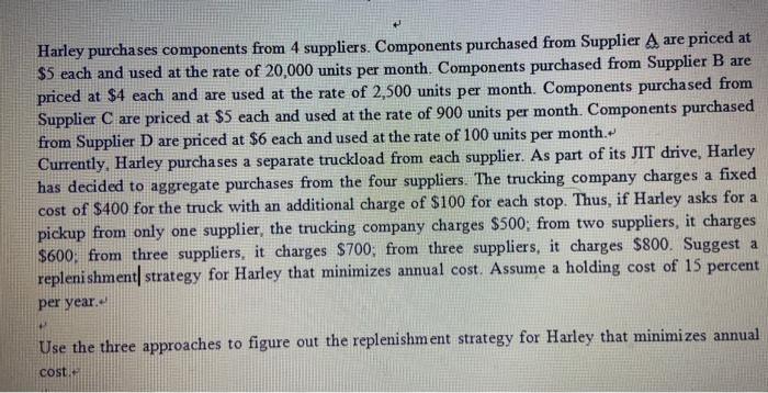 Logistics Management course; please a step by