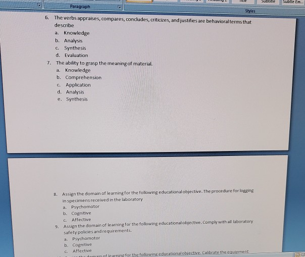 Subtitle Subtle Em... Styles 6. The verbs