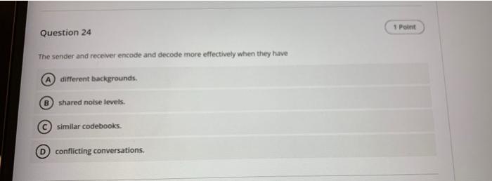 1 Point Question 24 The sender and receiver