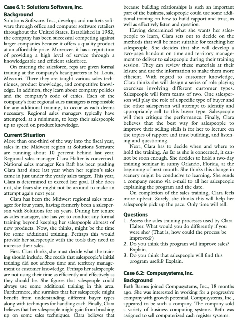 Case 6.1: Solutions Software, Inc. Background