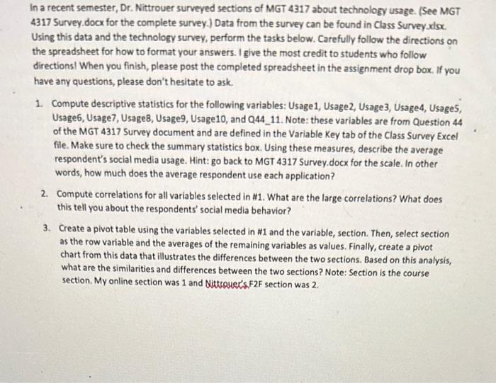 You complete a survey 4317 Survey.docx for the