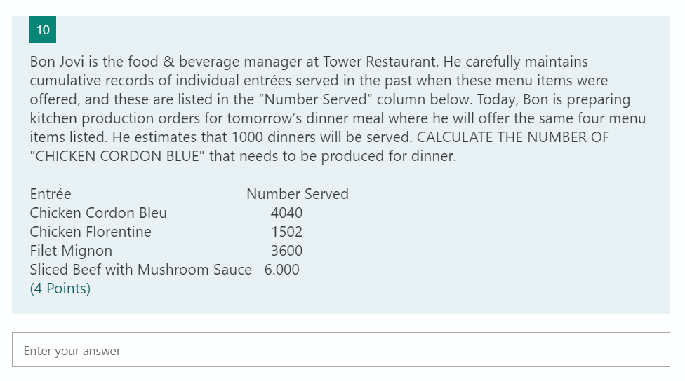 10 Bon Jovi is the food & beverage manager at