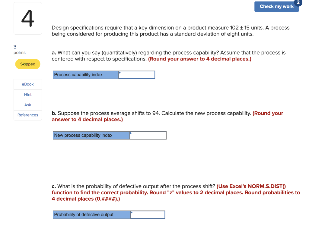 Check my work 4 Design specifications require