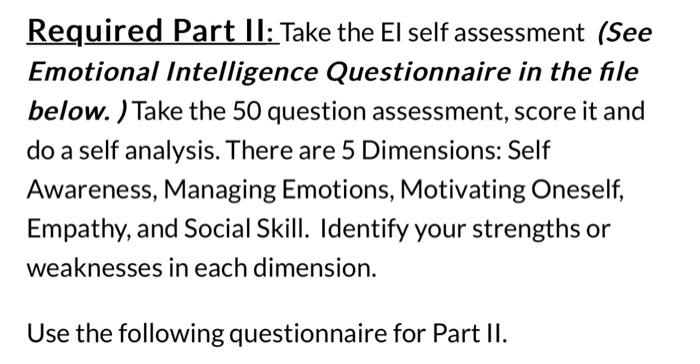 please answer all 4 questions Required Part II: