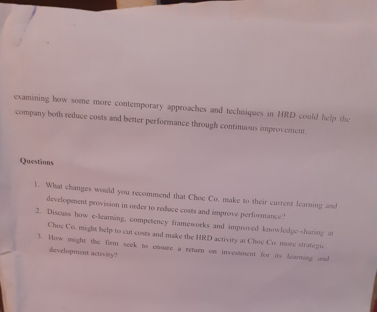 case study 3: learning and development at choc