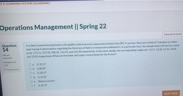 U E-LEARNING SYSTEM (ACADEMIC) Operations