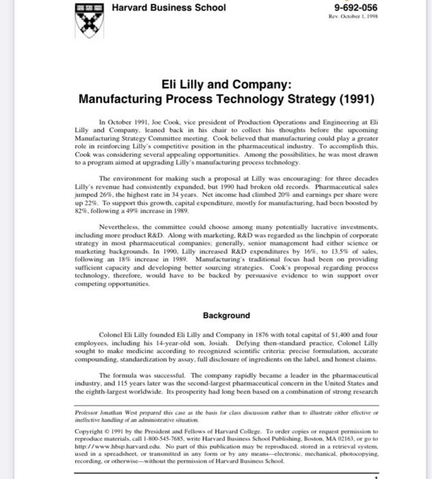 In the Eli Lilly Harvard case study, How did Eli