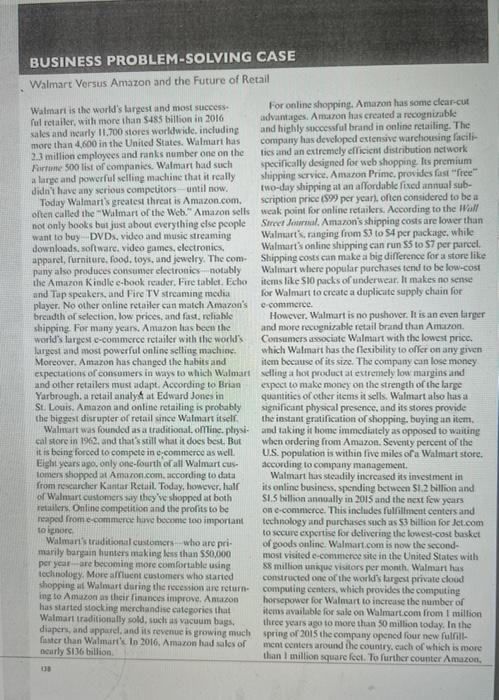 1. Based on the case description about Amazon,