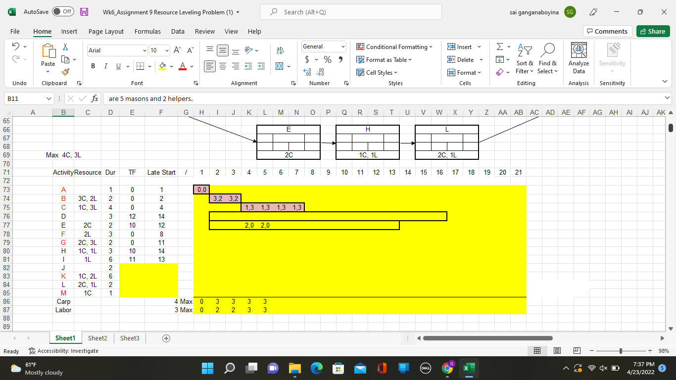 AutoSave Off Wk6_Assignment 9 Resource Leveling