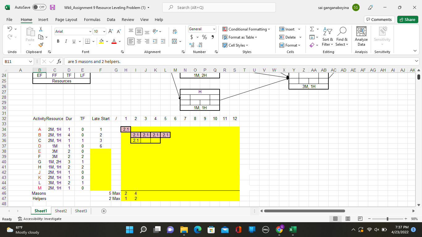 AutoSave Off Wk6_Assignment 9 Resource Leveling