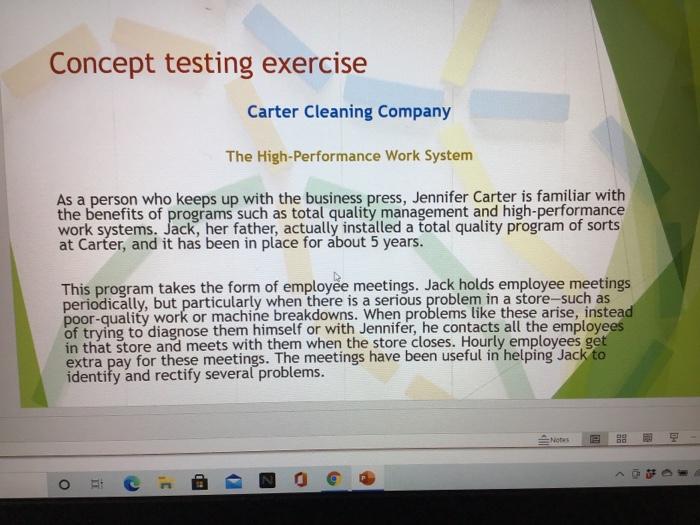 Concept testing exercise Carter Cleaning Company
