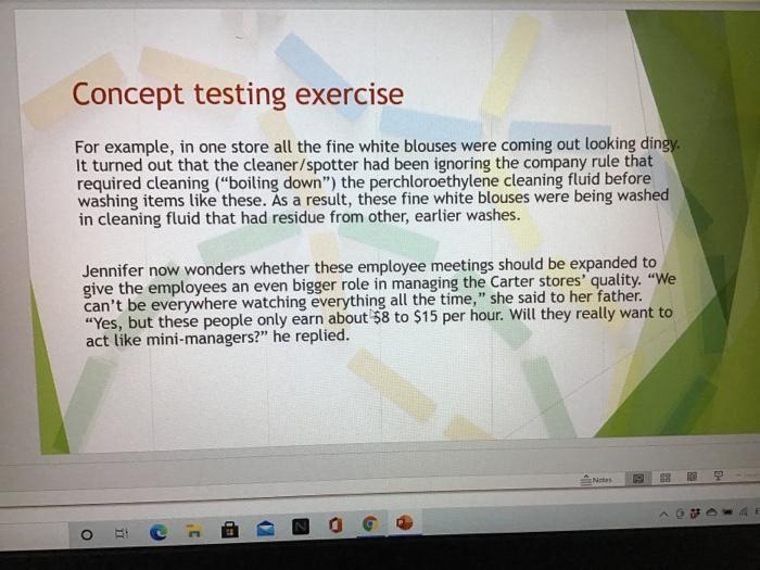 Concept testing exercise Carter Cleaning Company