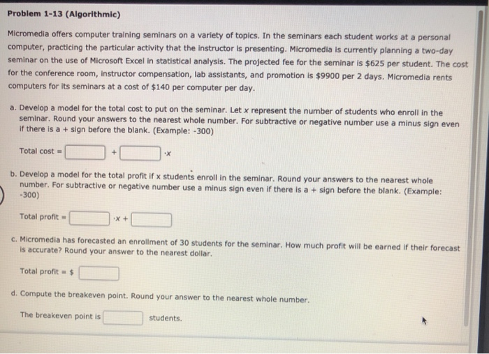 Problem 1-13 (Algorithmic) Micromedia offers