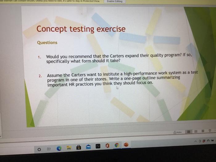 Concept testing exercise Carter Cleaning Company