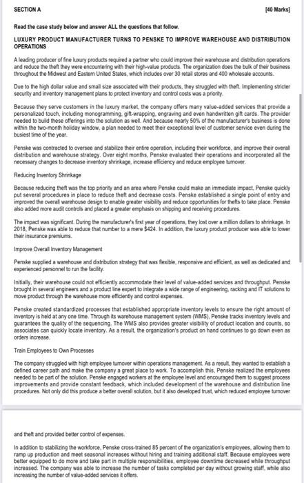 SECTION A [40 Marks] Read the case study below