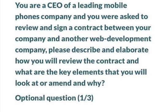 You are a CEO of a leading mobile phones company