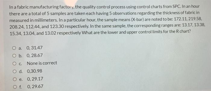 In a fabric manufacturing factory, the quality