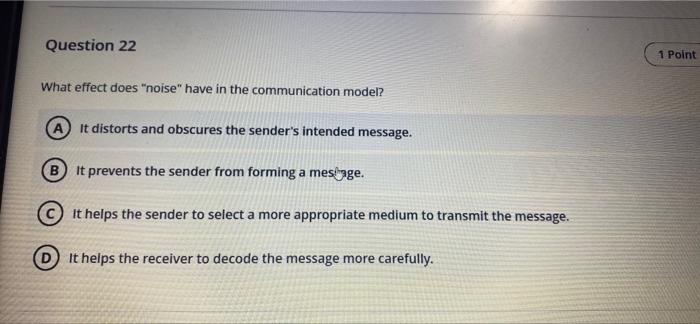 help Question 22 1 Point What effect does "noise"