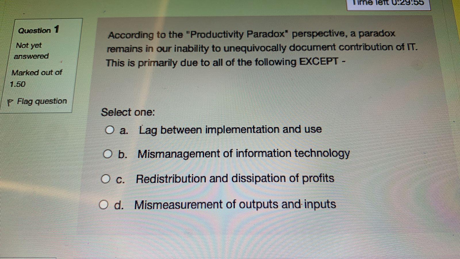 Time left 0:27:57 Question 13 Not yet The