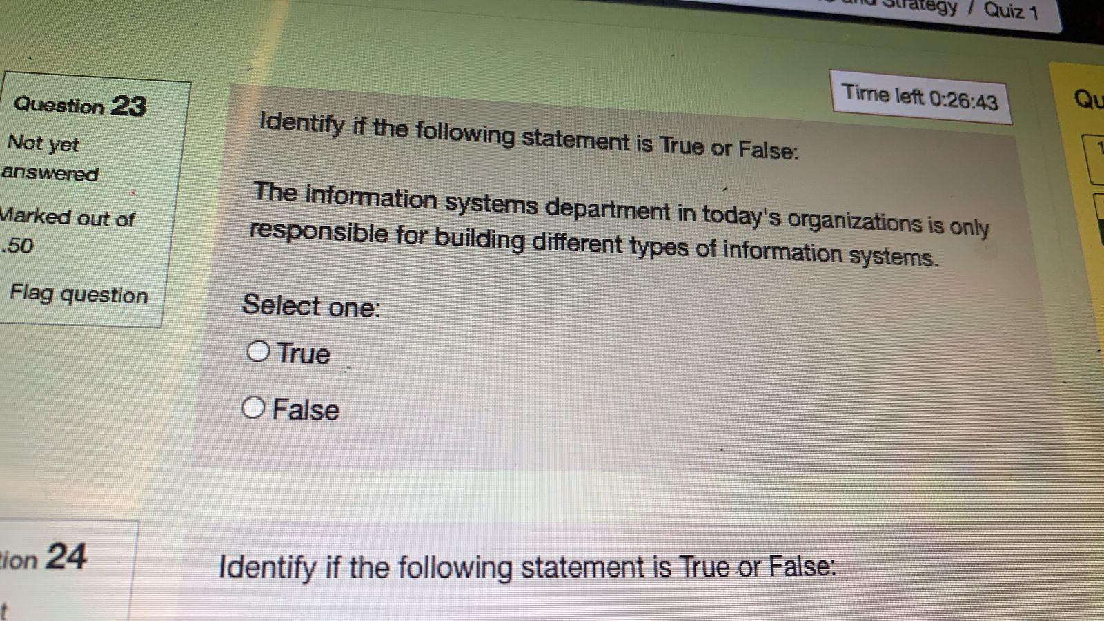 Time left 0:27:57 Question 13 Not yet The