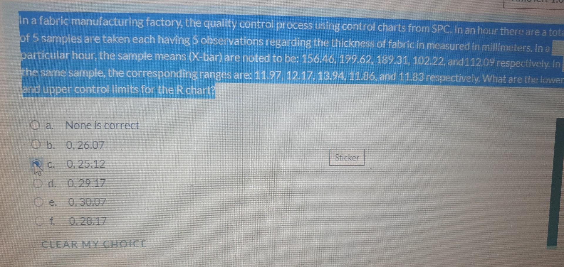 In a fabric manufacturing factory, the quality