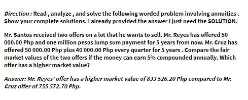 Direction: Read, analyze, and solve the following