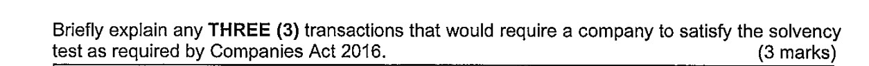 Briefly explain any THREE (3) transactions that