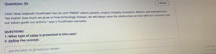 Question 35 2. Points CASE: New Zealand's