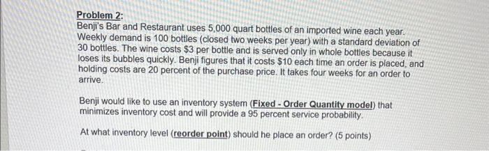 please help with the fixed order qty model and
