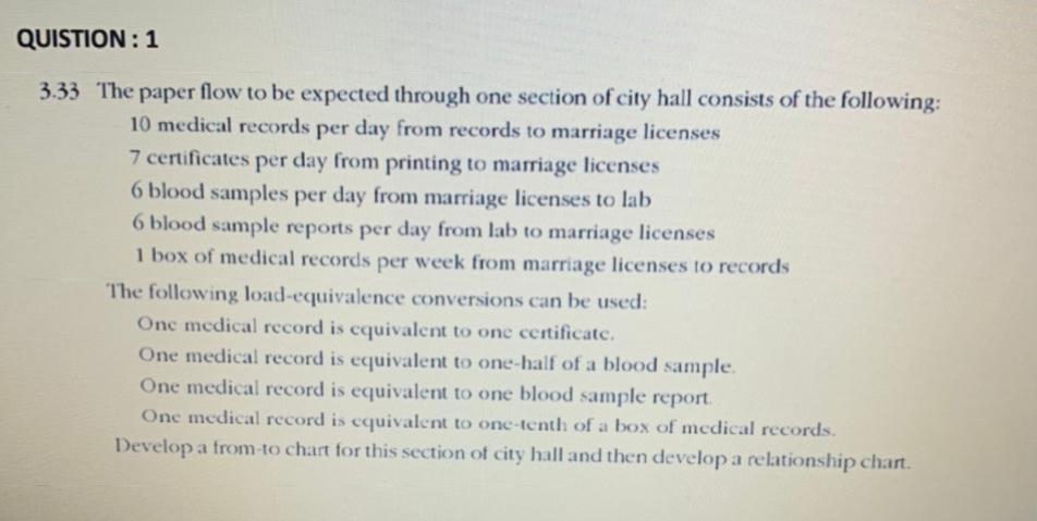 QUISTION: 1 3.33 The paper flow to be expected