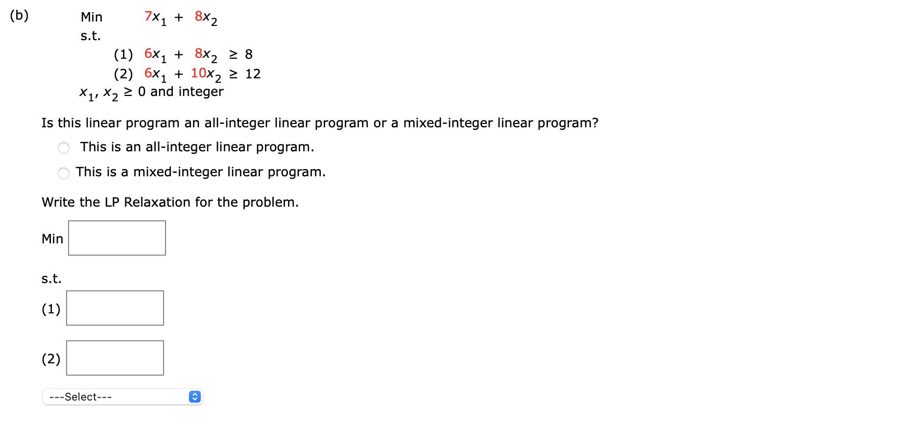 Indicate which of the following is an all-integer