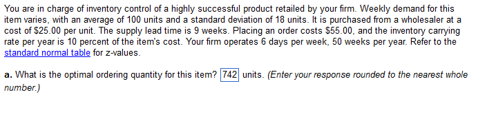 a.What is the optimal ordering quantity for this
